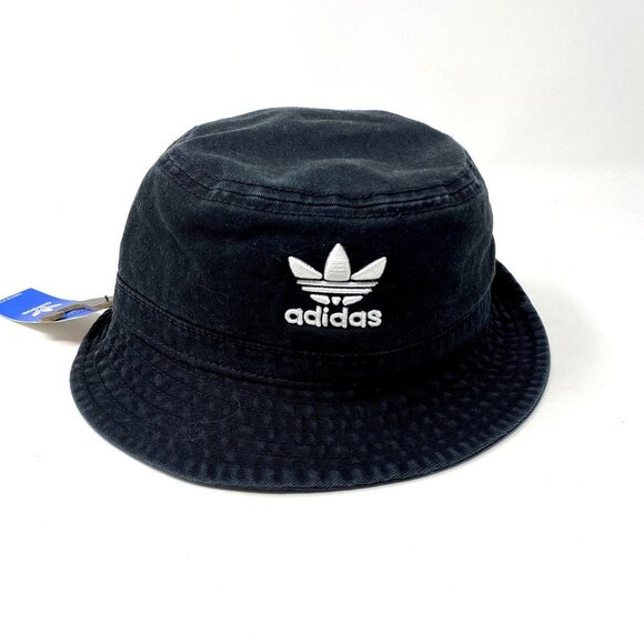 adidas Originals Youth Washed Bucket Hat Black GA1234 Cotton - Picture 1 of 6